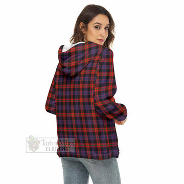 Tartan Vibes Clothing Brown (Broun) Tartan Crest Women's Borg  Half Zip Fleece Hoodie