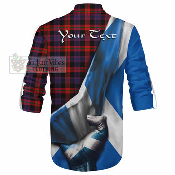 Tartan Vibes Clothing Brown (Broun) Tartan Ghillie Kilt Shirt with Family Crest Scotland Patriotic Style