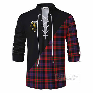 Tartan Vibes Clothing Brown (Broun) Tartan Ghillie Kilt Shirt with Family Crest and Military Logo Style