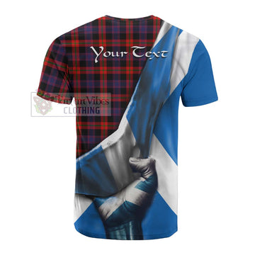 Tartan Vibes Clothing Brown (Broun) Tartan Cotton T-shirt with Family Crest Scotland Patriotic Style