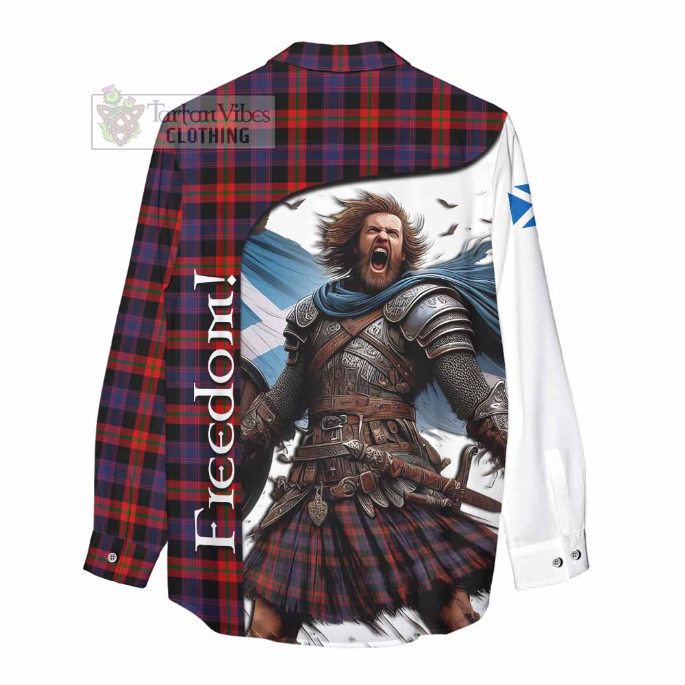 Tartan Vibes Clothing Brown (Broun) Crest Tartan Women's Casual Shirt Inspired by the Freedom of Scottish Warrior