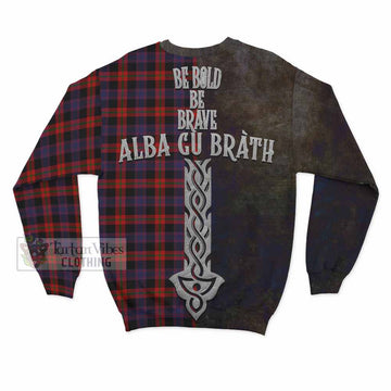 Tartan Vibes Clothing Brown (Broun) Tartan Family Crest Sweatshirt Alba Gu Brath Be Brave Lion Ancient Style