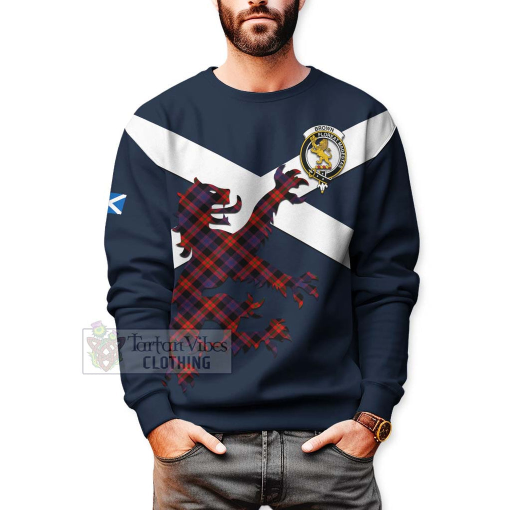 Tartan Vibes Clothing Brown (Broun) Tartan Lion Rampant Sweatshirt – Proudly Display Your Heritage with Alba Gu Brath and Clan Name