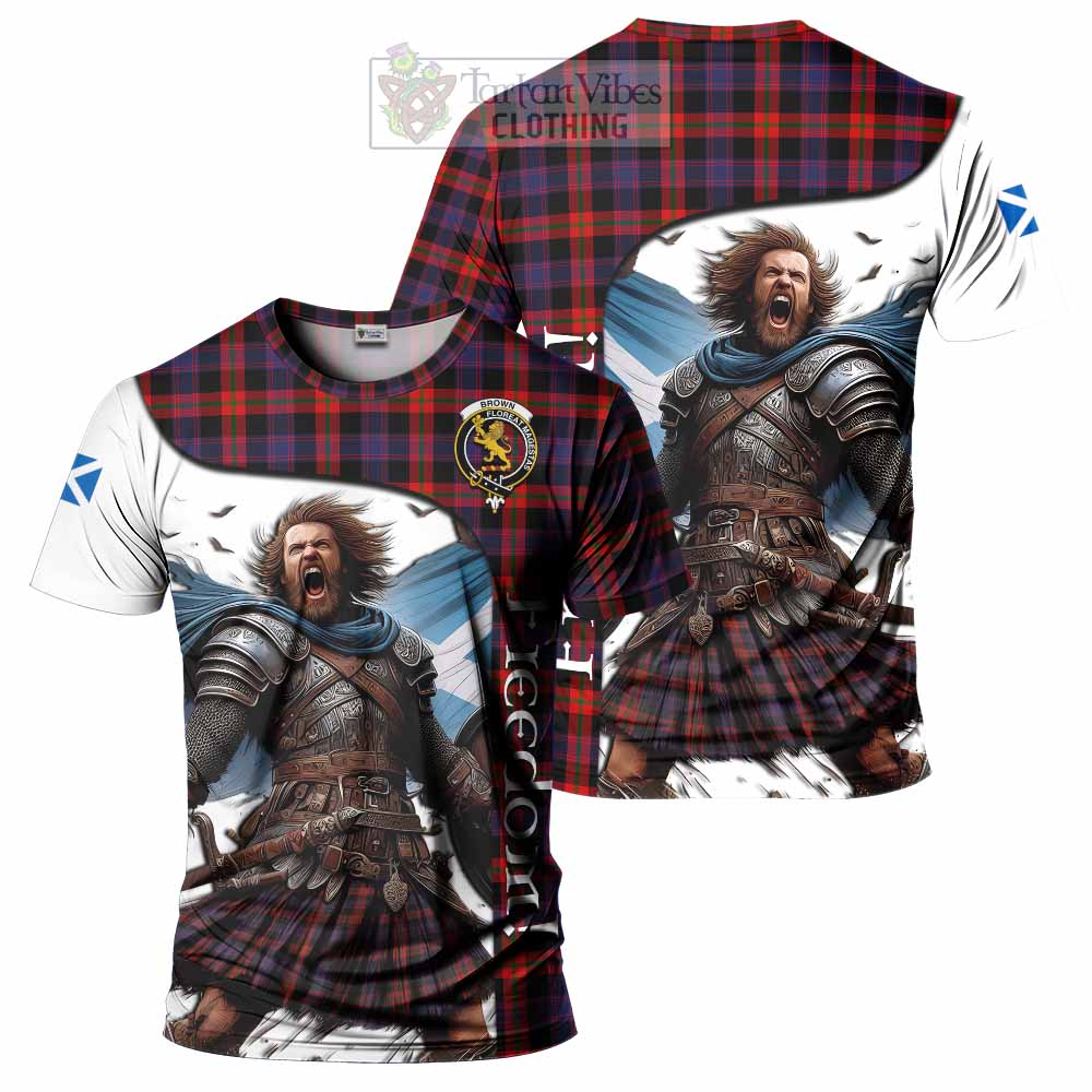 Brown (Broun) Crest Tartan T-Shirt Inspired by the Freedom of Scottish Warrior