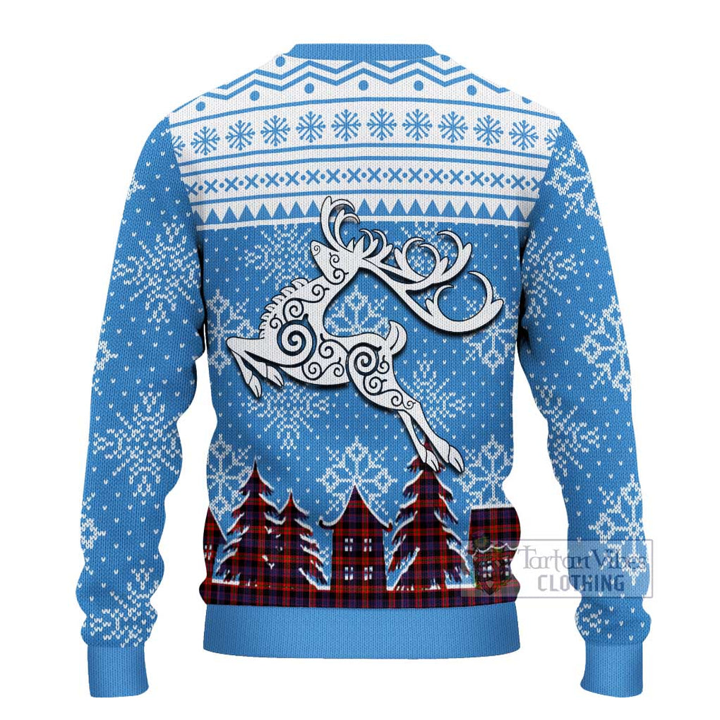 Tartan Vibes Clothing Brown (Broun) Clan Christmas Ugly Sweater with Tartan and Celtic Raindeer Style