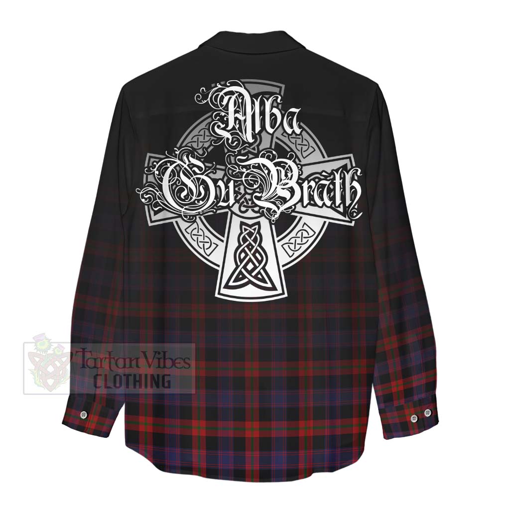 Tartan Vibes Clothing Brown (Broun) Tartan Women's Casual Shirt Featuring Alba Gu Brath Family Crest Celtic Inspired