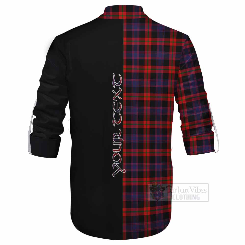 Tartan Vibes Clothing Brown (Broun) Tartan Ghillie Kilt Shirt with Family Crest and Half Of Me Style