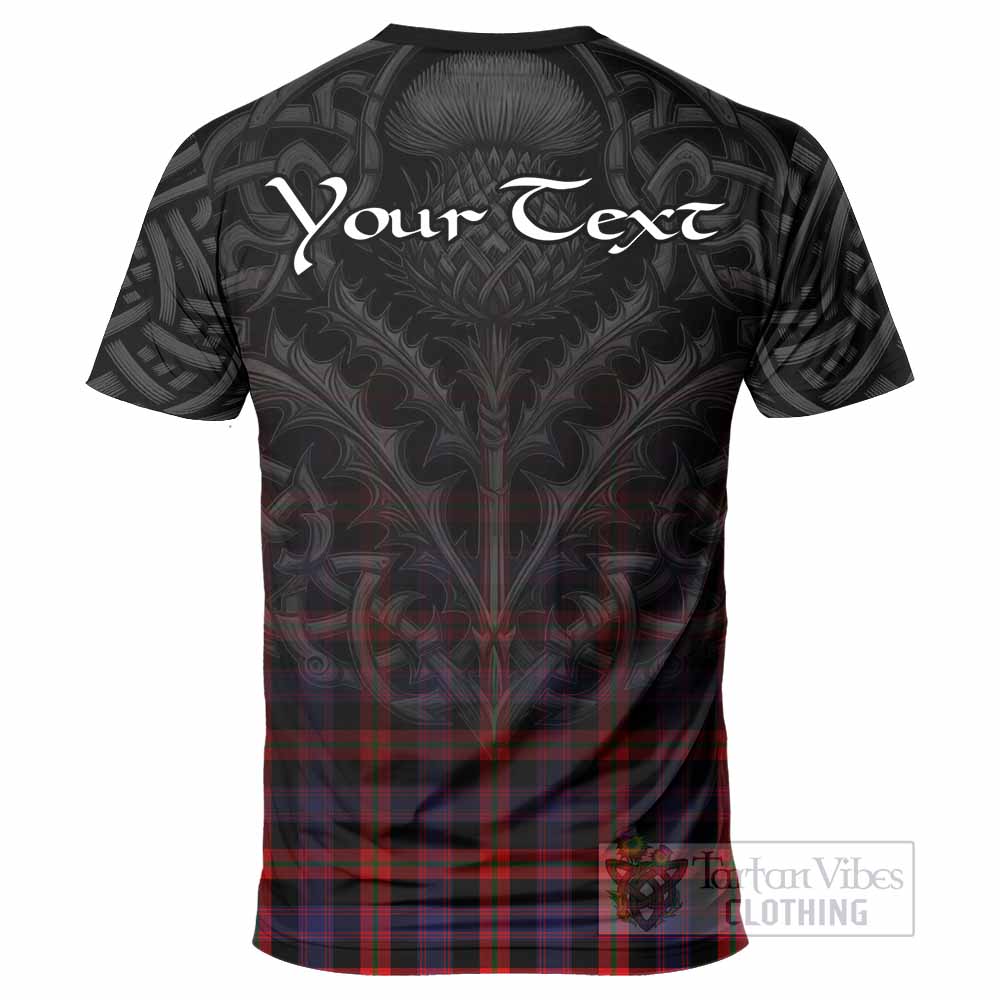 Tartan Vibes Clothing Brown (Broun) Tartan T-Shirt with Family Crest Celtic Thistle Vibes