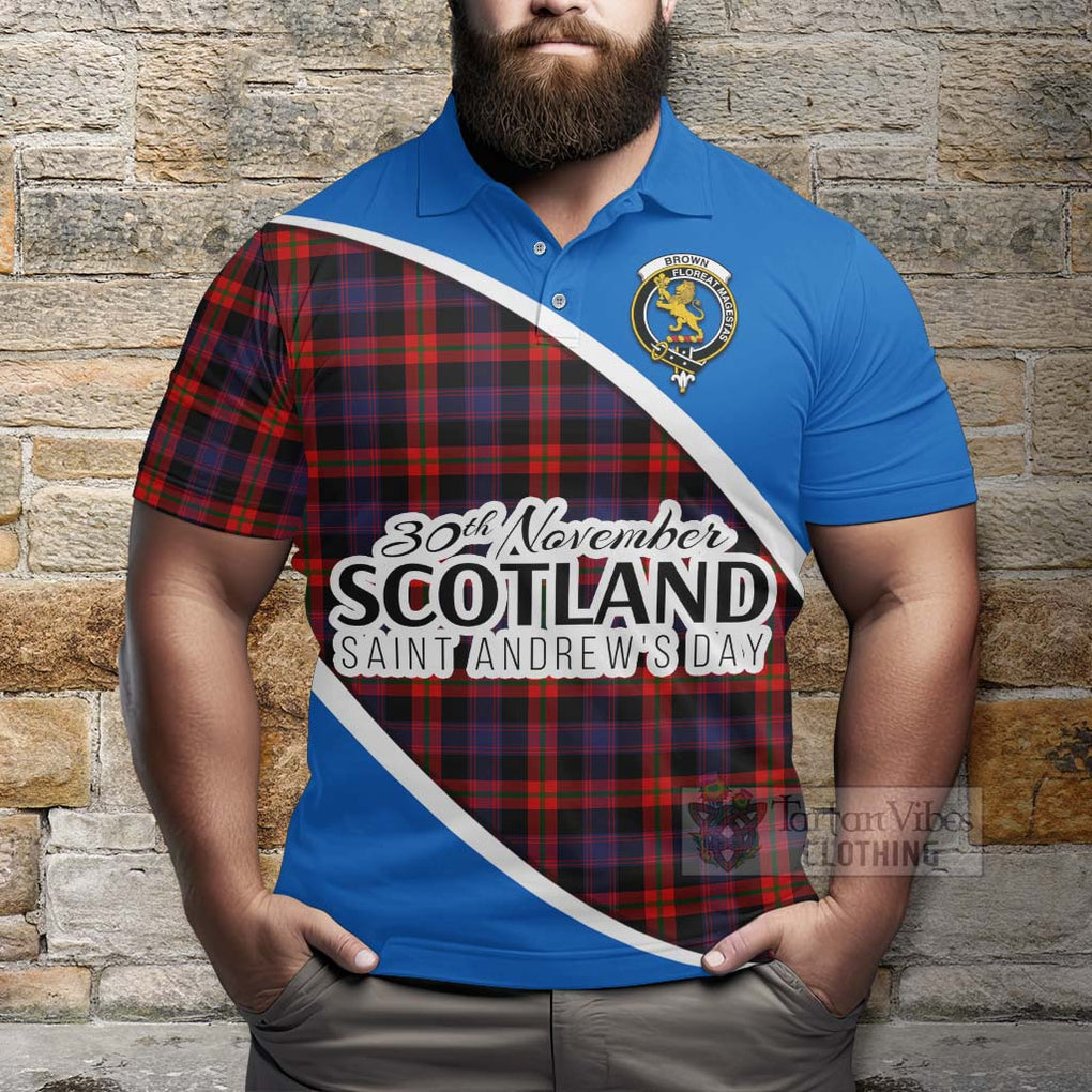 Tartan Vibes Clothing Brown (Broun) Family Crest Tartan Polo Shirt Celebrate Saint Andrew's Day in Style