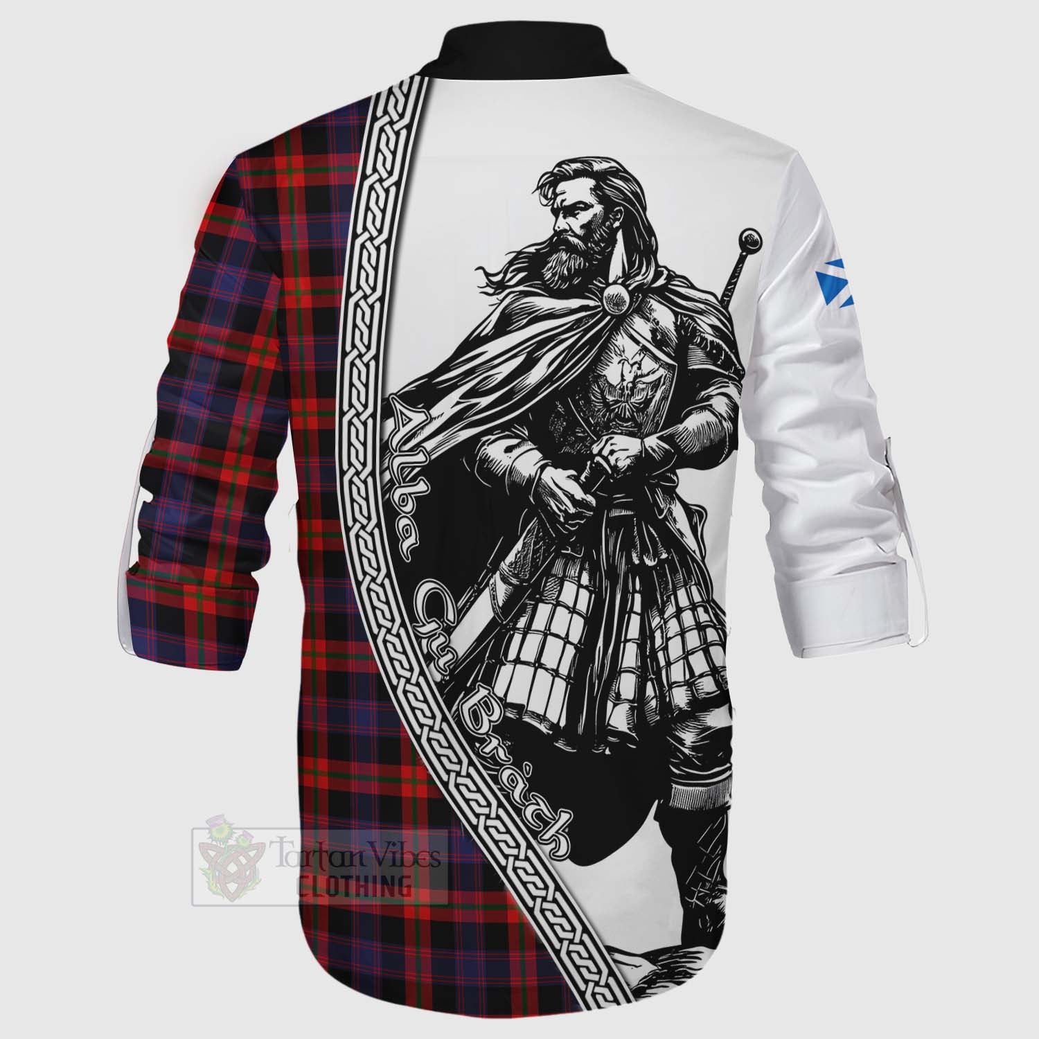 Tartan Vibes Clothing Brown (Broun) Tartan Clan Crest Ghillie Kilt Shirt with Highlander Warrior Celtic Style