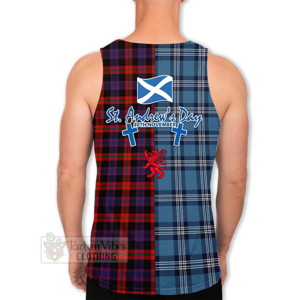Tartan Vibes Clothing Brown (Broun) Tartan Men's Tank Top Happy St. Andrew's Day Half Tartan Style
