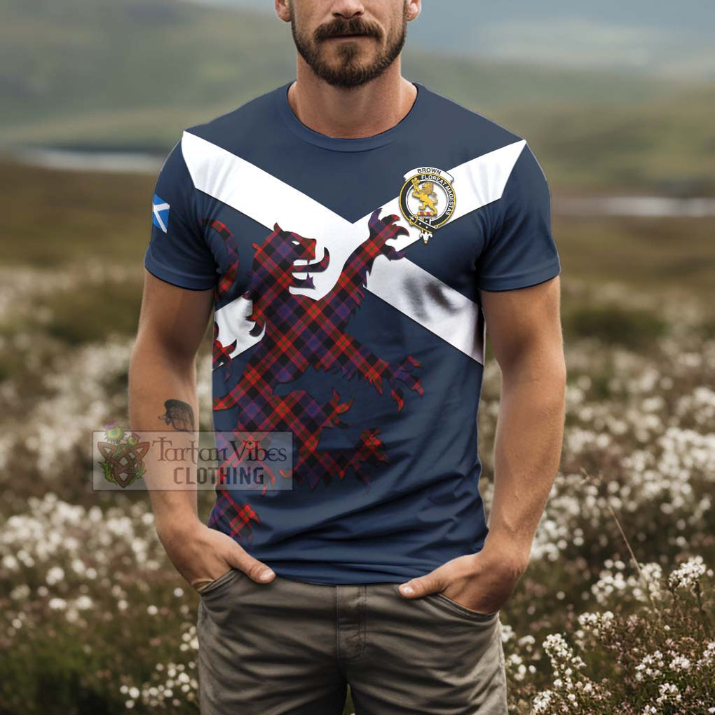 Tartan Vibes Clothing Brown (Broun) Tartan Lion Rampant T-Shirt – Proudly Display Your Heritage with Alba Gu Brath and Clan Name