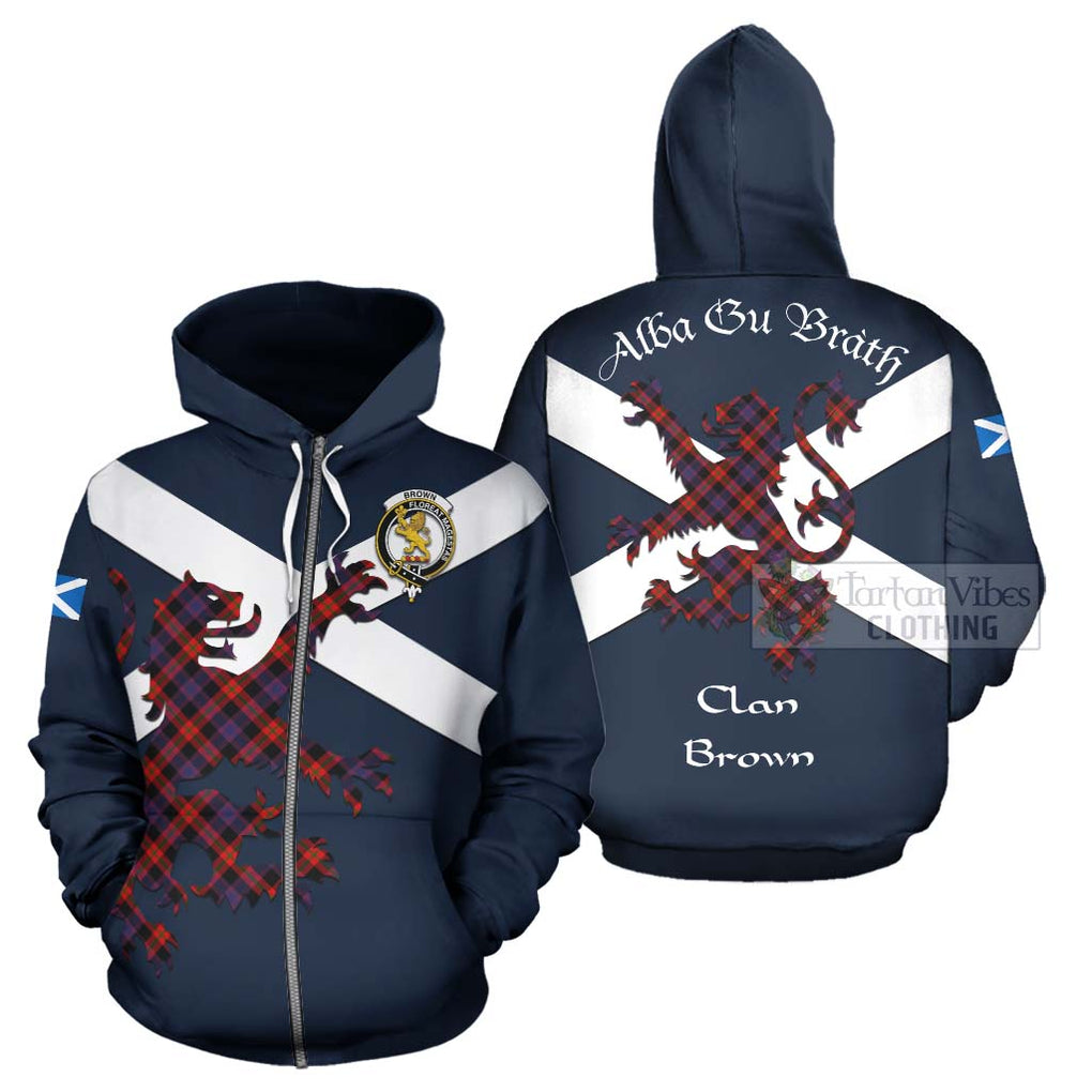 Tartan Vibes Clothing Brown (Broun) Tartan Lion Rampant Hoodie – Proudly Display Your Heritage with Alba Gu Brath and Clan Name