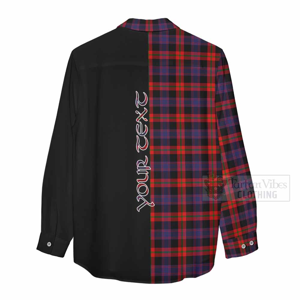 Tartan Vibes Clothing Brown (Broun) Tartan Women's Casual Shirt with Family Crest and Half Of Me Style