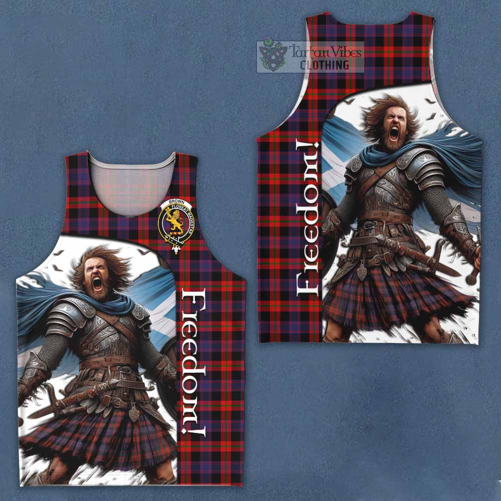 Tartan Vibes Clothing Brown (Broun) Crest Tartan Men's Tank Top Inspired by the Freedom of Scottish Warrior