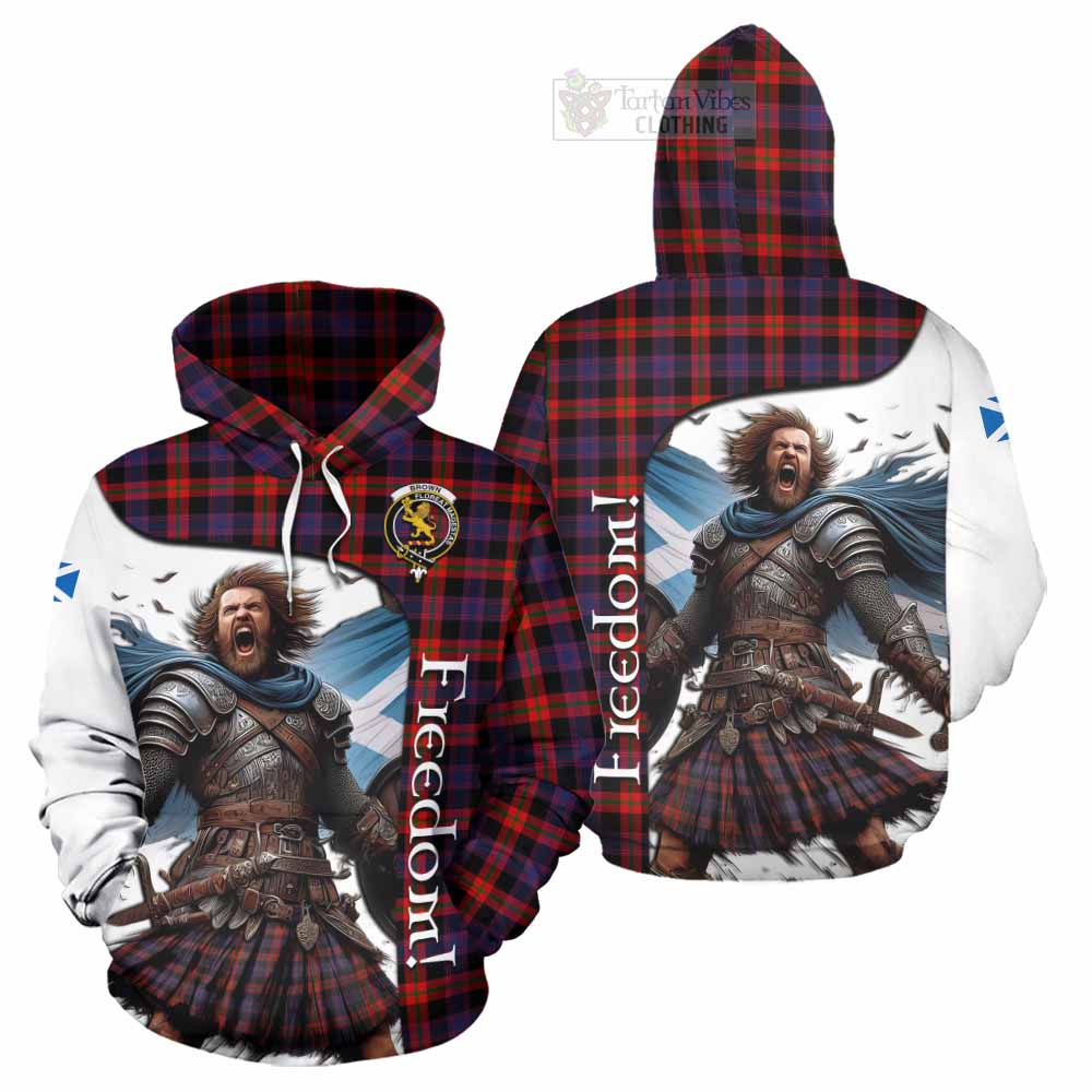 Tartan Vibes Clothing Brown (Broun) Crest Tartan Hoodie Inspired by the Freedom of Scottish Warrior