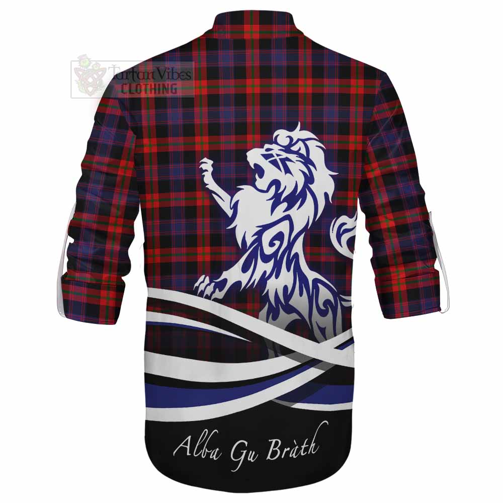 Tartan Vibes Clothing Brown (Broun) Tartan Ghillie Kilt Shirt with Alba Gu Brath Regal Lion Emblem