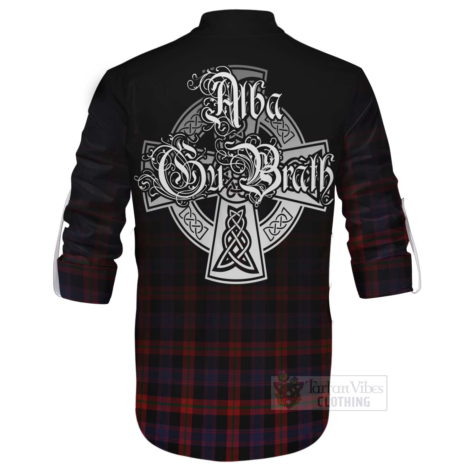Tartan Vibes Clothing Brown (Broun) Tartan Ghillie Kilt Shirt Featuring Alba Gu Brath Family Crest Celtic Inspired