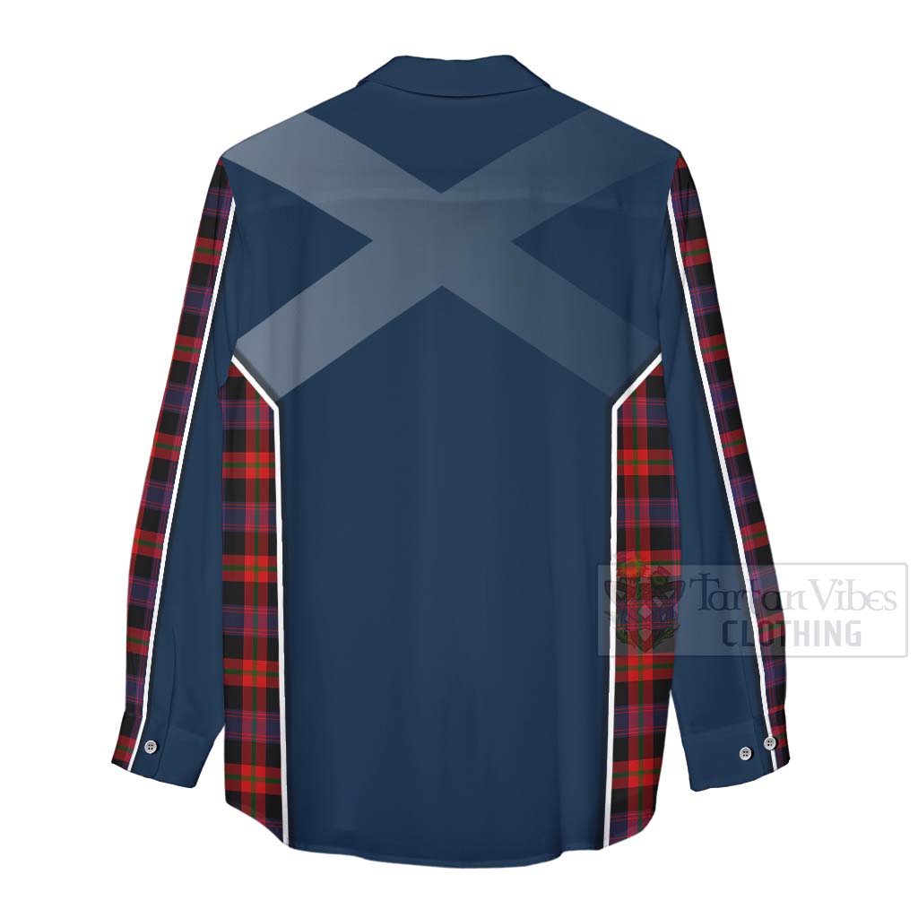 Tartan Vibes Clothing Brown (Broun) Tartan Women's Casual Shirt with Family Crest and Scottish Thistle Vibes Sport Style