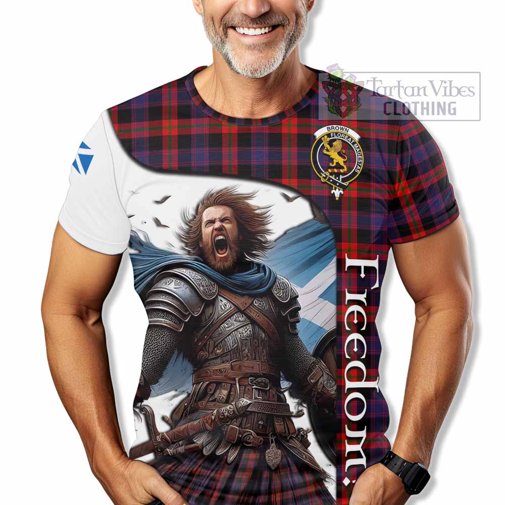 Brown (Broun) Crest Tartan T-Shirt Inspired by the Freedom of Scottish Warrior