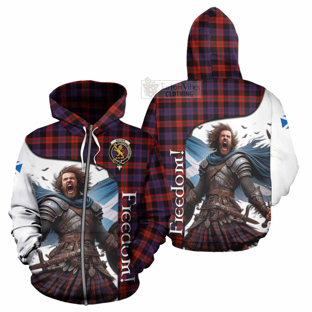 Tartan Vibes Clothing Brown (Broun) Crest Tartan Hoodie Inspired by the Freedom of Scottish Warrior