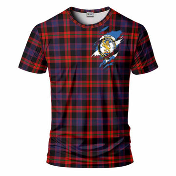 Brown (Broun) Clan Crest In Me Tartan T-Shirt Scotland Flag Style