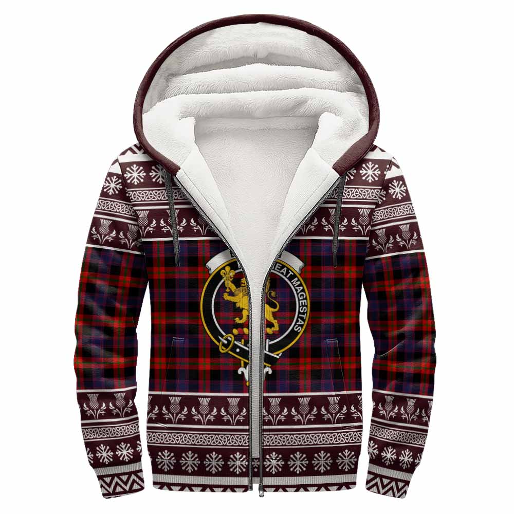 Brown (Broun) Clan Tartan Christmas Fleece Hoodie with Family Crest - Tartan Vibes Clothing
