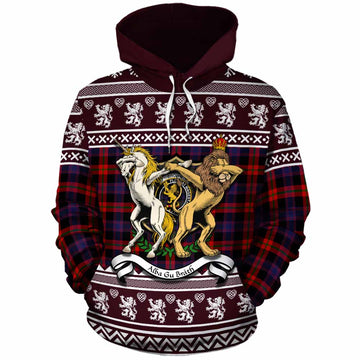 Brown (Broun) Clan Tartan Crest Christmas Cotton Hoodie Coat of Arms Funny Style - Tartan Vibes Clothing