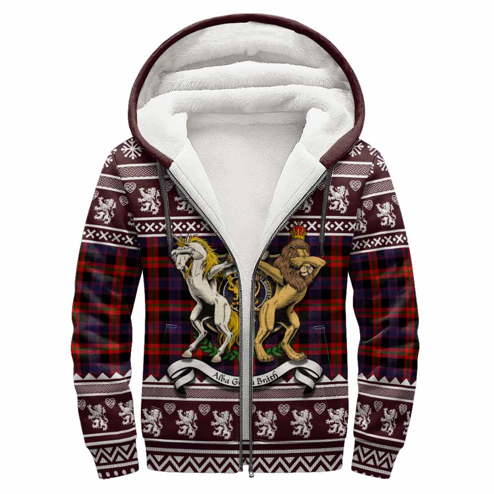 Brown (Broun) Clan Tartan Crest Christmas Fleece Hoodie Coat of Arms Funny Style - Tartan Vibes Clothing