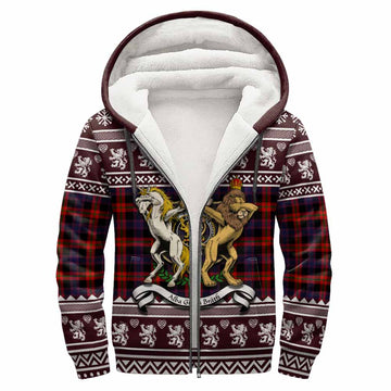 Brown (Broun) Clan Tartan Crest Christmas Fleece Hoodie Coat of Arms Funny Style - Tartan Vibes Clothing