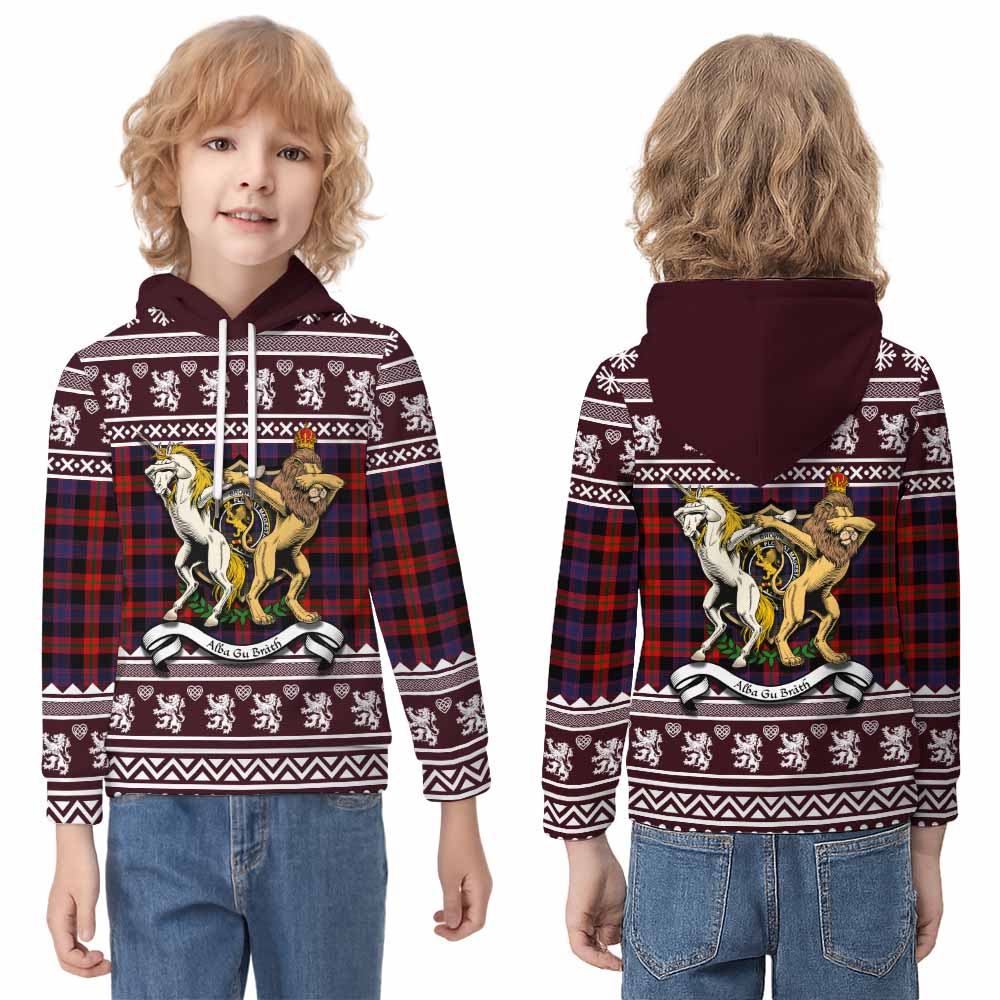 Brown (Broun) Clan Tartan Crest Christmas Kid Hoodie Coat of Arms Funny Style - Tartan Vibes Clothing