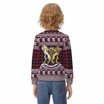Brown (Broun) Clan Tartan Crest Christmas Kid Ugly Sweatshirt Coat of Arms Funny Style - Tartan Vibes Clothing