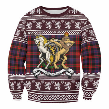 Brown (Broun) Clan Tartan Crest Christmas Sweatshirt Coat of Arms Funny Style - Tartan Vibes Clothing