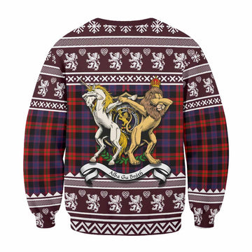 Brown (Broun) Clan Tartan Crest Christmas Sweatshirt Coat of Arms Funny Style - Tartan Vibes Clothing