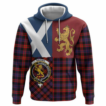 Brown (Broun) Crest Tartan Hoodie with Lion Rampant Saltire Style