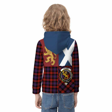 Brown (Broun) Crest Tartan Kid Hoodie with Lion Rampant Saltire Style - Tartan Vibes Clothing