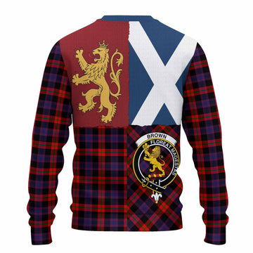 Brown (Broun) Crest Tartan Knitted Sweater with Lion Rampant Saltire Style