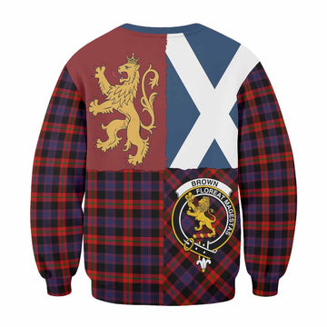 Brown (Broun) Crest Tartan Sweatshirt with Lion Rampant Saltire Style