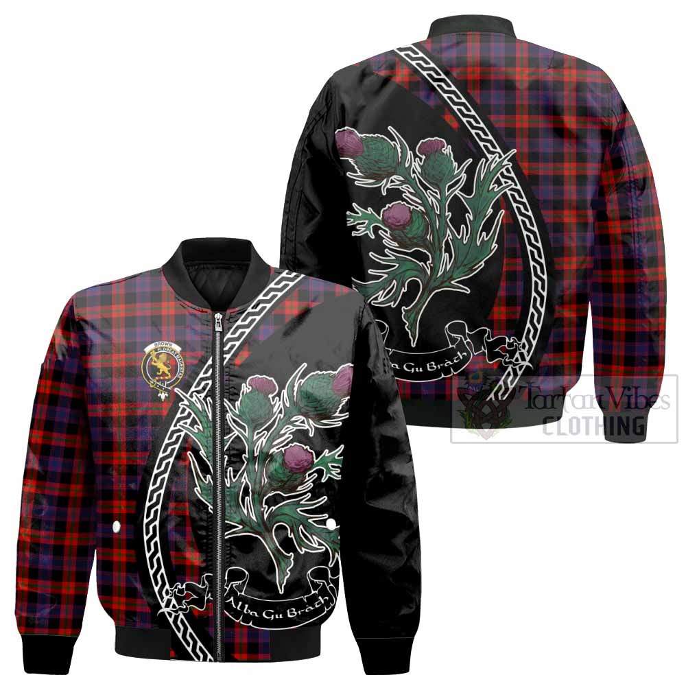 Brown (Broun) Family Crest Tartan Bomber Jacket Alba Thistle Inspired - Tartan Vibes Clothing