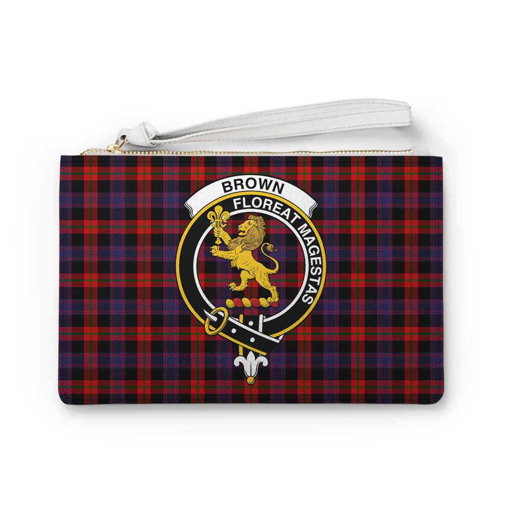 Tartan Vibes Clothing Brown (Broun) Family Crest Tartan Clutch Bag