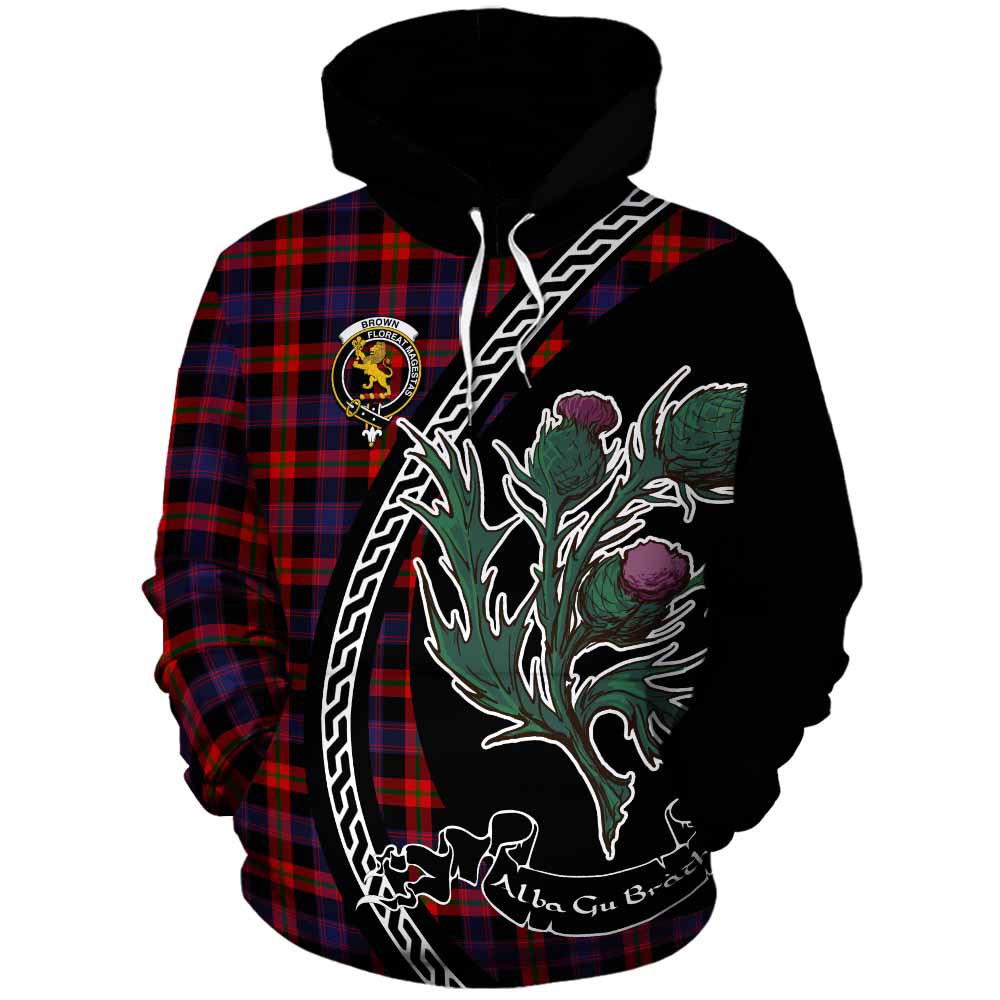 Brown (Broun) Family Crest Tartan Cotton Hoodie Alba Thistle Inspired - Tartan Vibes Clothing