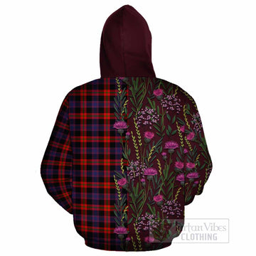 Brown (Broun) Family Crest Tartan Cotton Hoodie Scottish Thistle Flower Pattern Half Style - Tartan Vibes Clothing
