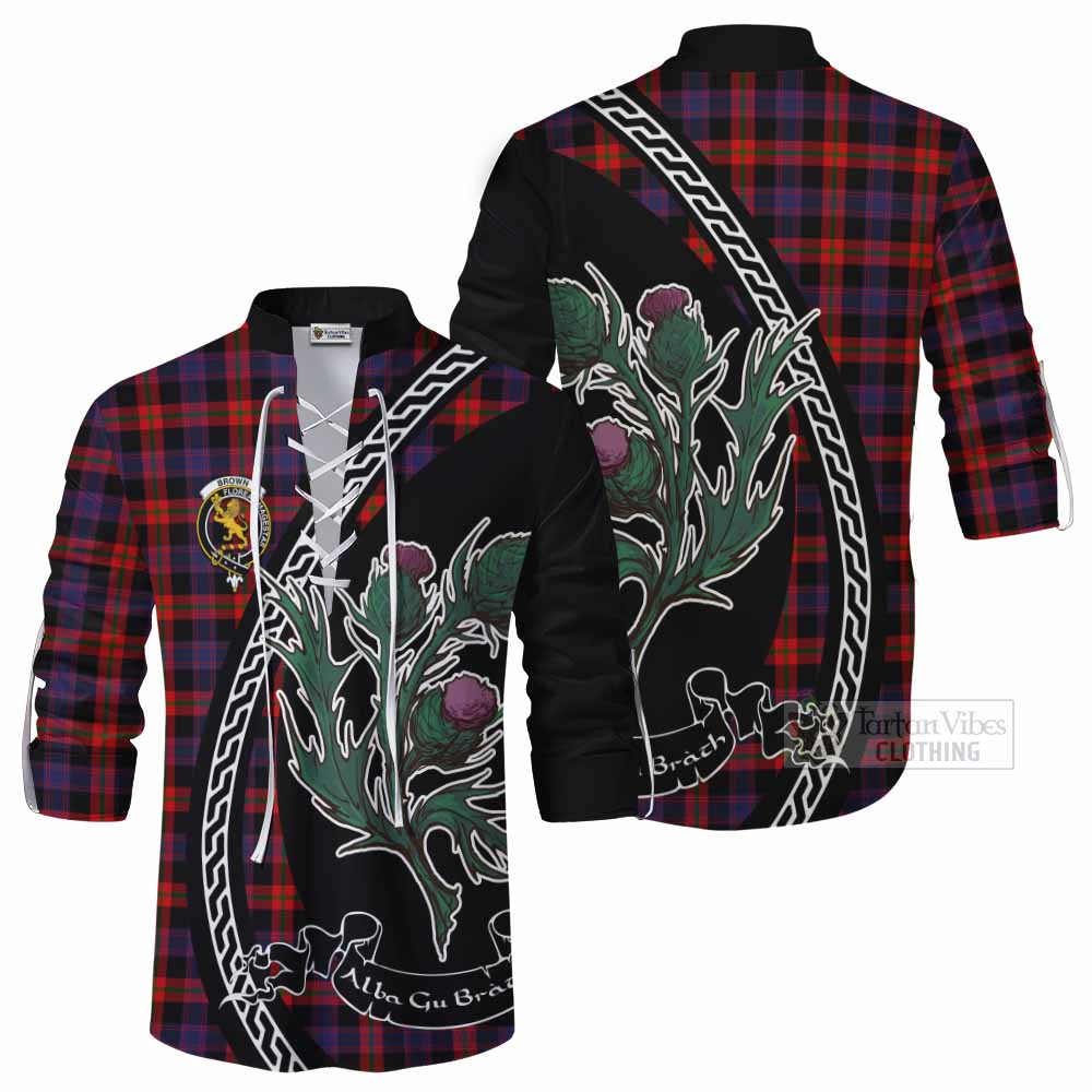 Brown (Broun) Family Crest Tartan Ghillie Shirt Alba Thistle Inspired - Tartan Vibes Clothing