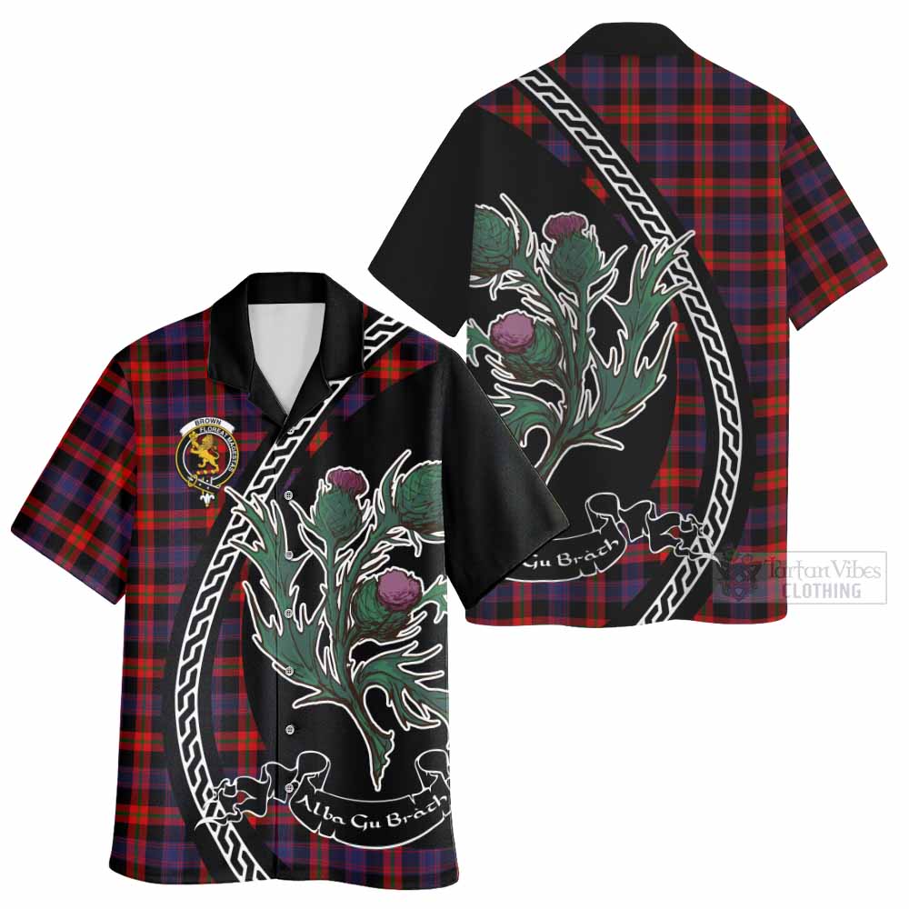 Brown (Broun) Family Crest Tartan Hawaiian Shirt Alba Thistle Inspired - Tartan Vibes Clothing