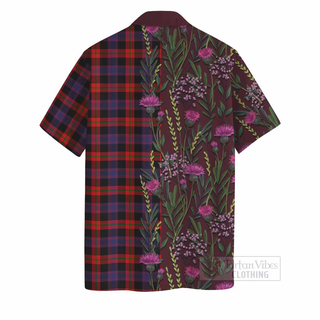 Brown (Broun) Family Crest Tartan Hawaiian Shirt Scottish Thistle Flower Pattern Half Style - Tartan Vibes Clothing