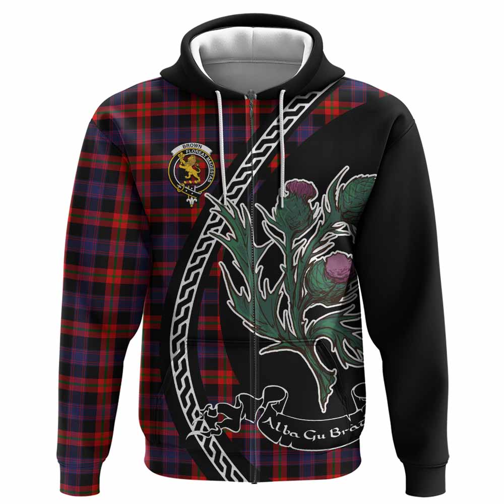 Brown (Broun) Family Crest Tartan Hoodie Alba Thistle Inspired - Tartan Vibes Clothing