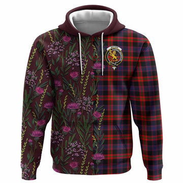 Brown (Broun) Family Crest Tartan Hoodie Scottish Thistle Flower Pattern Half Style - Tartan Vibes Clothing