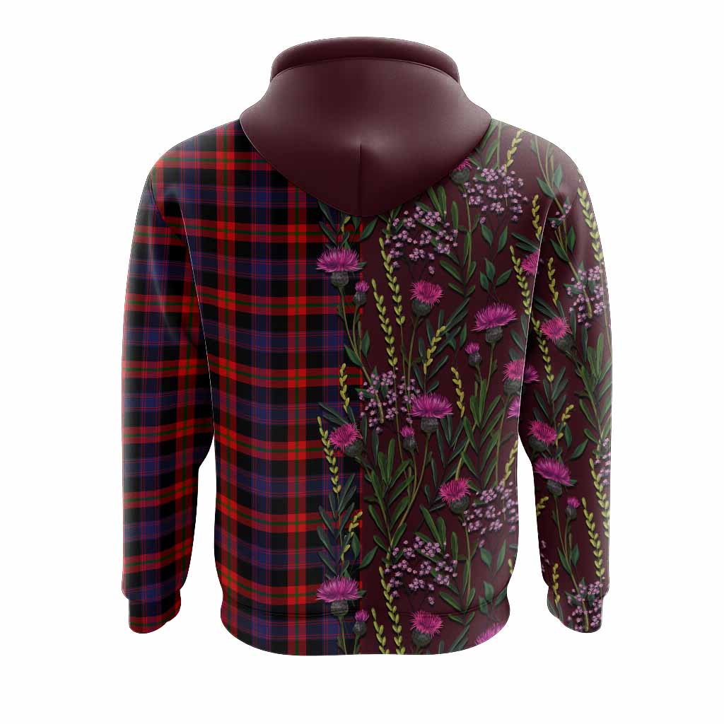 Brown (Broun) Family Crest Tartan Hoodie Scottish Thistle Flower Pattern Half Style - Tartan Vibes Clothing
