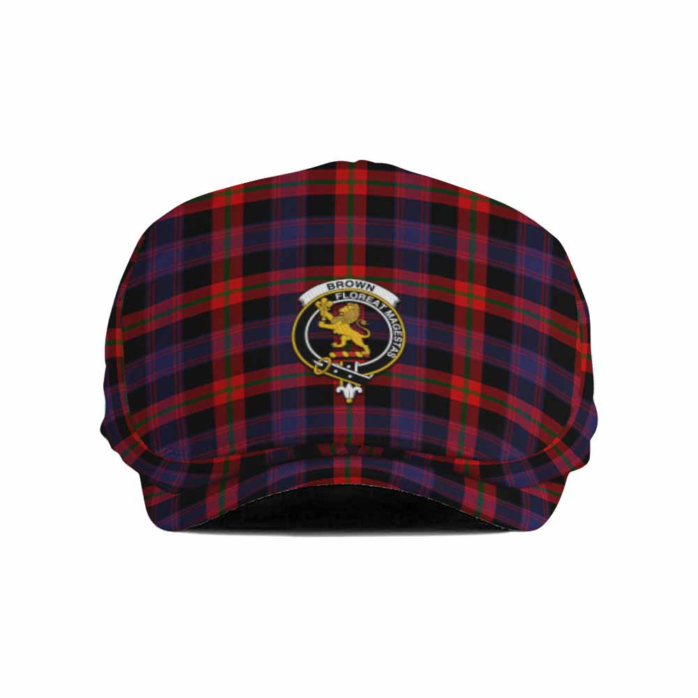 Brown (Broun) Family Crest Tartan Jeff Cap, Tartan Flat Cap
