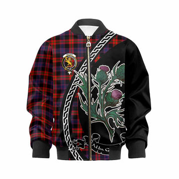 Brown (Broun) Family Crest Tartan Kid Bomber Jacket Alba Thistle Inspired - Tartan Vibes Clothing